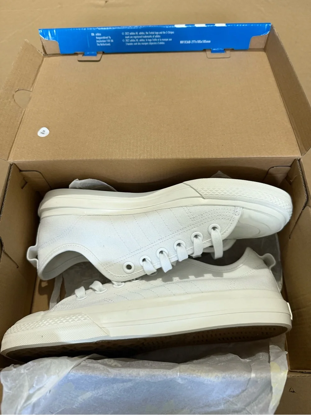 adidas White Canvas Low-Top Sneakers with Gum Outsole